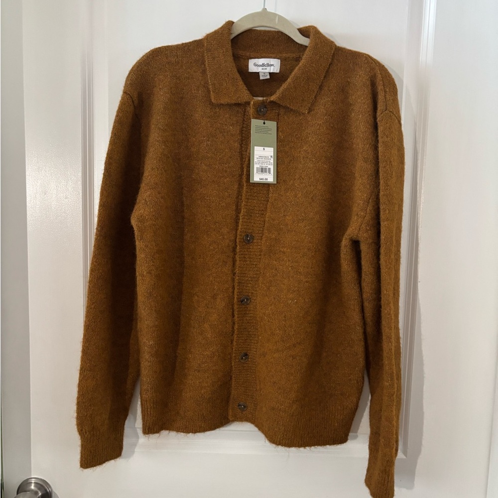 Goodfellow & Co Men's Brown Button-Up Cardigan Sweater Sz S